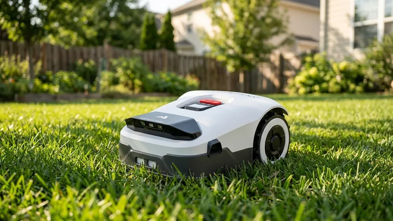 Anthbot Genie 1000 robot lawn mower on a lawn