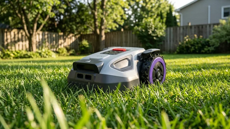 Anthbot M9 robot lawn mower on a lawn