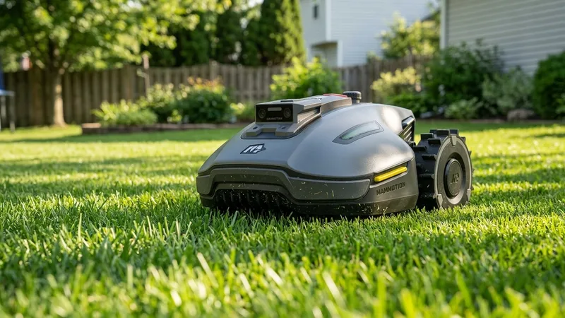 Mammotion YUKA mini 600 robot lawn mower on a lawn