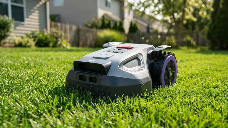 Anthbot M5 robot lawn mower on a lawn
