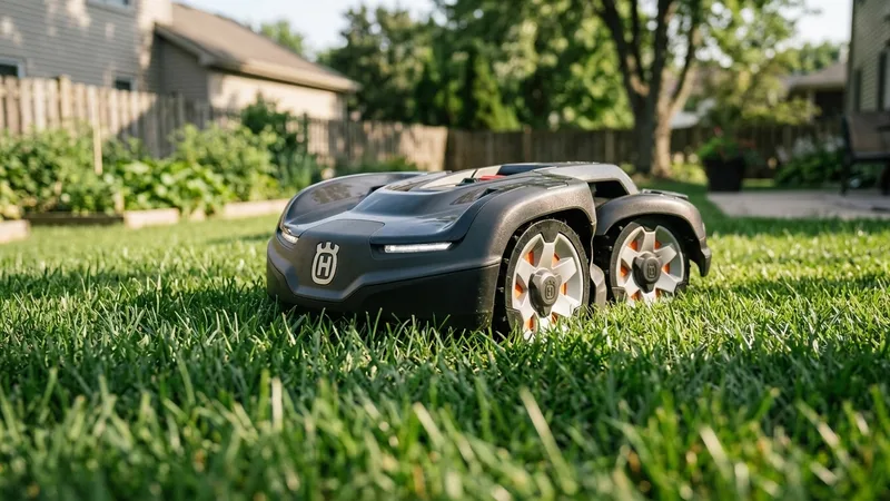 Husqvarna Automower 435X AWD robot lawn mower on a lawn