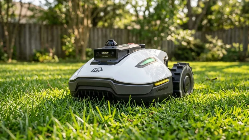 Mammotion YUKA mini 2 1000 robot lawn mower on a lawn