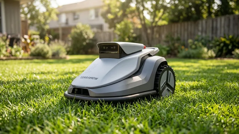 TerraMow V1000 robot lawn mower on a lawn
